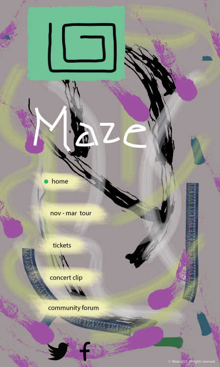 Mockup for fictitious Maze grunge band